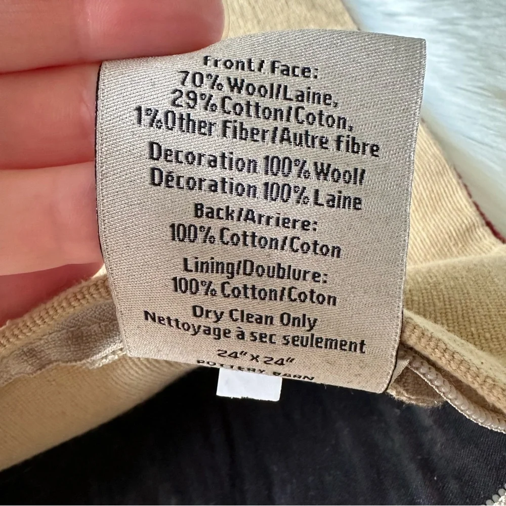 Pottery Barn Wool Large Pillow Case 24”x24”